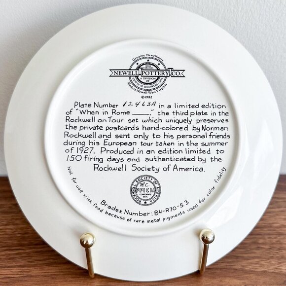 1982 Rockwell “When in Rome” Collector Plate – Vintage Display Art - Picture 4 of 4